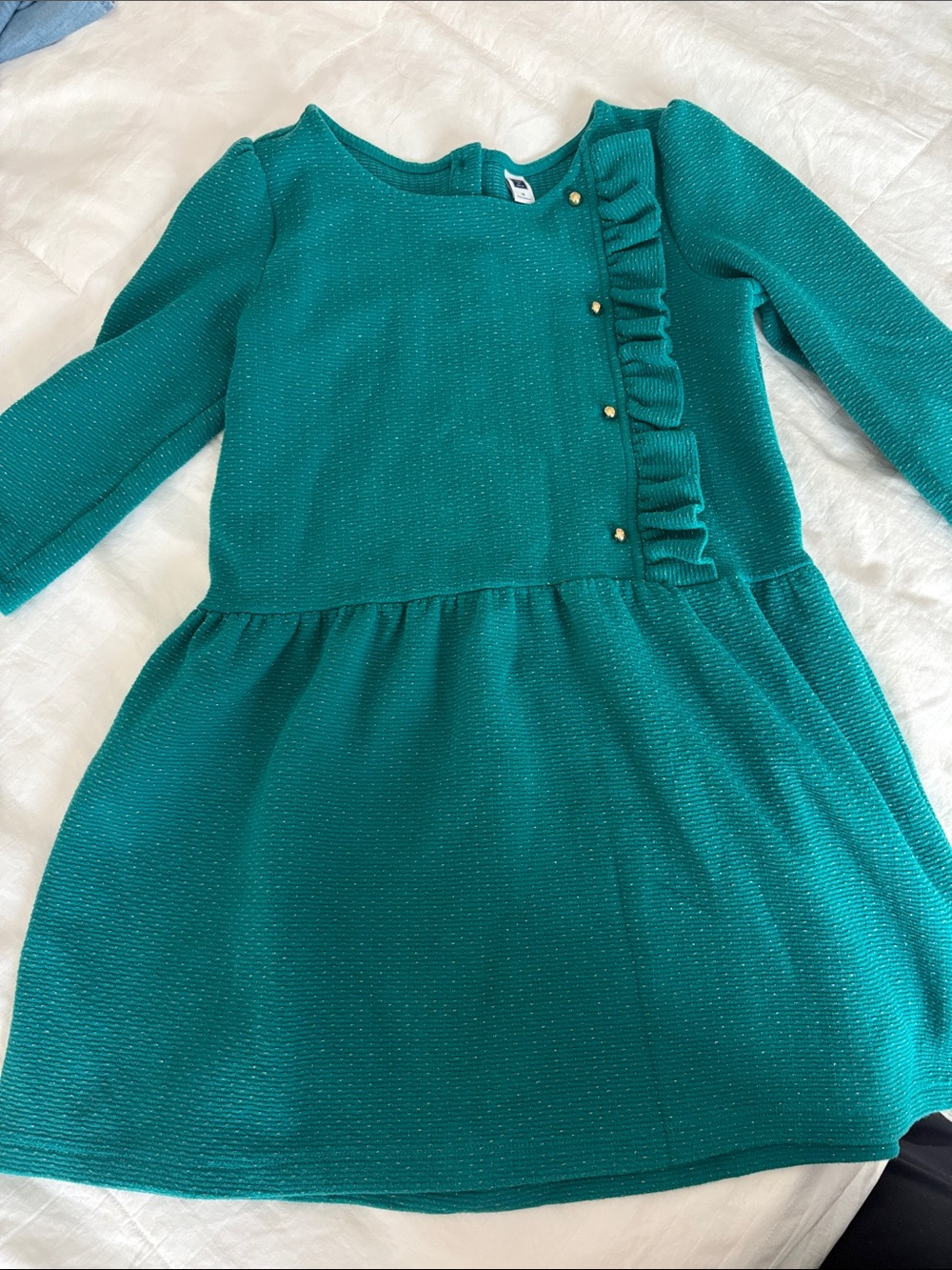 Janie & Jack Girls' Teal Ruffle Knit Dress